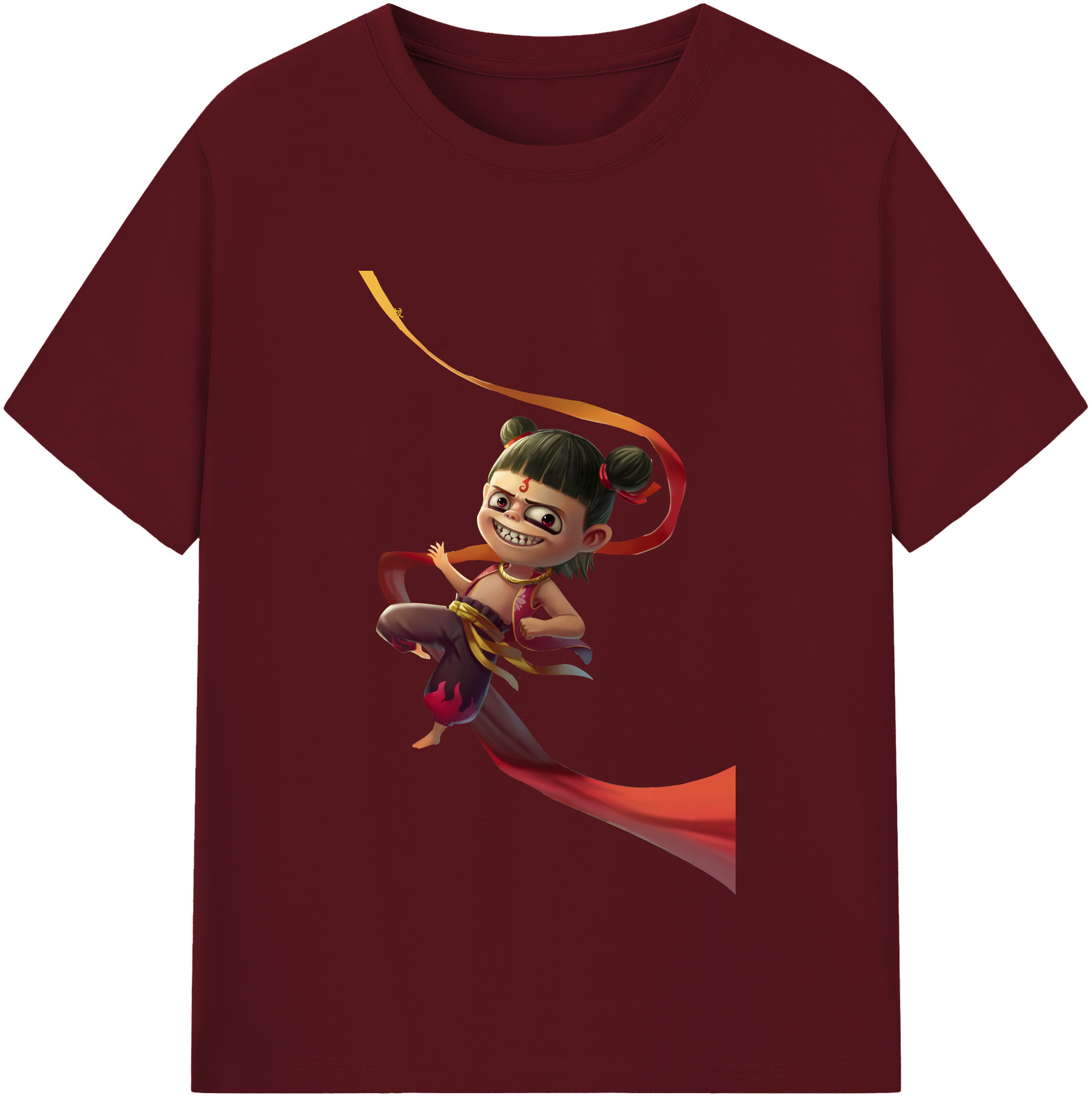 （画像用） Ne Zha 2 ナタ 魔童の大暴れ 綿100％半袖Tシャツ（フロントプリント）